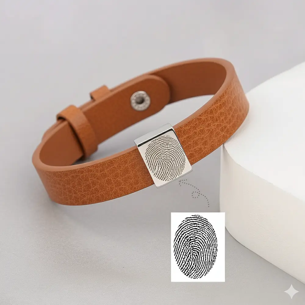 Bracelet avec une empreinte digitale gravée au laser